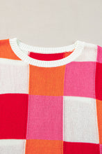 Load image into Gallery viewer, Grapefruit Orange Color Block Cap Sleeve Sweater
