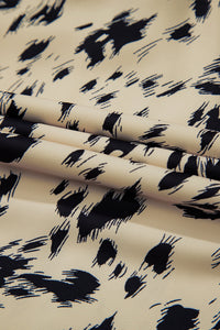 Online Black Ribbed Knit Patchwork Printed Belted A-line Dress