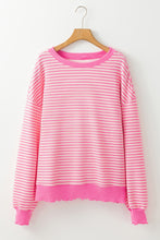 Load image into Gallery viewer, Online Pink Stripe Loose Drop Shoulder Long Sleeve Top
