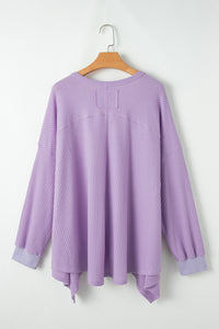 Online Orchid Petal Plus Size Waffle Knit Exposed Seam Flowy Top