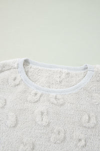 Online Lavendula Textured Leopard Fleece Loose Two Piece Lounge Set