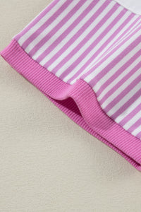 Online White Stripe Patchwork Bracelet Sleeve Plus Size T Shirt