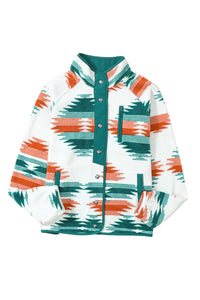 Online Multicolour Western Aztec Snap Buttoned Fleece Jacket