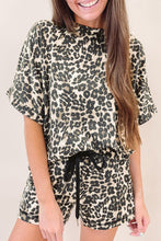 Load image into Gallery viewer, Online Black Cheetah Printed Casual Tee and Shorts Lounge Set
