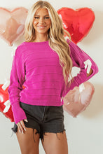 Load image into Gallery viewer, Online Rose Red Bow Knot Cut Out Round Neck Loose Sweater
