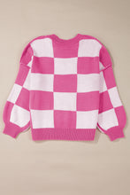 Load image into Gallery viewer, Online Rose Checkered Bishop Sleeve Sweater
