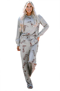 Online Gray Cowgirl Boots Printed Long Sleeve Top Pants Lounge Set