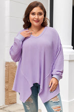 Load image into Gallery viewer, Online Orchid Petal Plus Size Waffle Knit Exposed Seam Flowy Top
