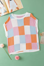 Load image into Gallery viewer, Grapefruit Orange Color Block Cap Sleeve Sweater
