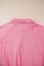 Load image into Gallery viewer, Pink Solid Snap Buttons Collared Balloon Sleeve Oversized Sweatshirt
