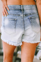 Load image into Gallery viewer, Sky Blue Bleached Wash Distressed Denim Shorts
