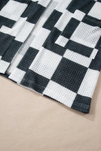 Load image into Gallery viewer, Online Black Checkered Waffle Knit Thumbhole Open Front Cardigan
