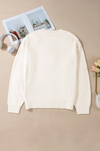 Online White Plus Size Flower Crochet Drop Shoulder Knit Sweater