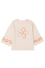 Load image into Gallery viewer, Online Beige Plus Size Flower Patched Side Slits Crewneck Top
