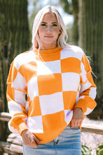 Load image into Gallery viewer, Online Rose Checkered Bishop Sleeve Sweater
