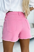 Load image into Gallery viewer, Rose Solid Color Distressed Denim Shorts
