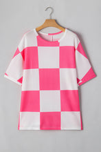 Load image into Gallery viewer, Online White Textured Checkerboard Round Neck Plus Size T Shirt
