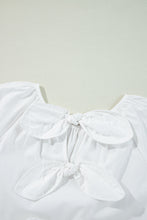 Load image into Gallery viewer, Online White Bow Knot Cutout Back Loose Fit 3/4 Sleeve Blouse
