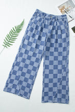 Load image into Gallery viewer, Online Dark Grey Checkered Denim Wide Leg Jeans
