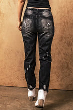 Load image into Gallery viewer, Black Medium Wash High Rise Straight Leg Jeans
