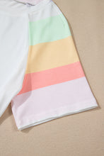 Load image into Gallery viewer, Online White Rainbow Striped T Shirt and Shorts Set
