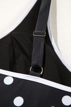 Load image into Gallery viewer, Online Black Polka Dot Trim V Neck Plus Size Swim Dress

