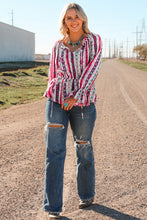 Load image into Gallery viewer, Online Multicolour Western Aztec Split Neck Peplum Blouse
