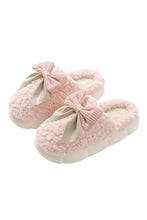 Load image into Gallery viewer, Online Camel Contrast Bowknot Applique Plush Winter Slippers (Bow Colors May Differ by Batch)
