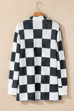 Load image into Gallery viewer, Online Black Checkered Waffle Knit Thumbhole Open Front Cardigan
