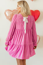 Load image into Gallery viewer, Online Strawberry Pink Flounce Sleeve Tiered Ruffled Velvet Mini Dress
