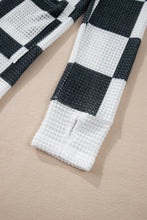 Load image into Gallery viewer, Online Black Checkered Waffle Knit Thumbhole Open Front Cardigan
