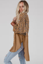 Load image into Gallery viewer, Online Brown Printed Raw Edge Leopard Patchwork Oversized Blouse
