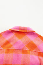 Load image into Gallery viewer, Online Orange Plaid Chest Pockets Button-up Turn Down Collar Jacket
