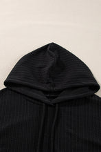 Load image into Gallery viewer, Online Black Textured Hoodie and Shorts Plus Size Two Piece Set
