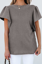 Load image into Gallery viewer, Online Beige Solid Color Textured Flutter Sleeve Top
