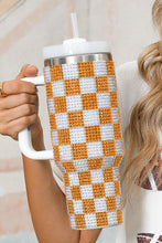 Load image into Gallery viewer, Online Blackish Green Full Rhinestone Checkerboard Handled Tumbler 40oz
