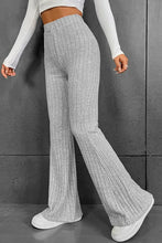 Load image into Gallery viewer, Gray Solid Color High Waist Ribbed Flare Pants
