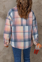 Load image into Gallery viewer, Pink Black/Pink Plaid Flap Pockets Shacket
