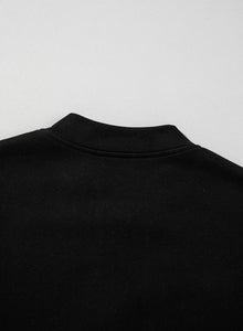 Online Black Solid Seamed Zipper Jacket and Drawstring Waist Pants Set