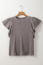 Load image into Gallery viewer, Online Beige Solid Color Textured Flutter Sleeve Top
