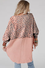 Load image into Gallery viewer, Online Brown Printed Raw Edge Leopard Patchwork Oversized Blouse
