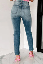 Load image into Gallery viewer, Blue Distressed Ripped Skinny Jeans
