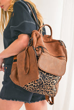 Load image into Gallery viewer, Online Coffee Leopard Patchwork PU Leather Functional Backpack
