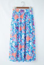 Load image into Gallery viewer, Online Sky Blue Floral Printed High Waist Split Wrap Long Skirt
