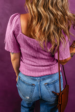 Load image into Gallery viewer, Online Phalaenopsis Textured Square Neck Half Sleeve Knitted Top
