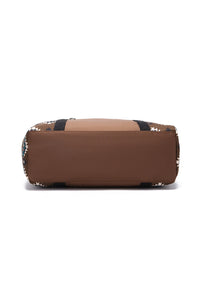 Online Coffee Western Aztec Print PU Leather Large Travel Duffel Bag