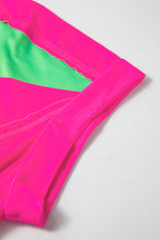 Load image into Gallery viewer, Online Green Colorblock Rounded Hem Loose T Shirt

