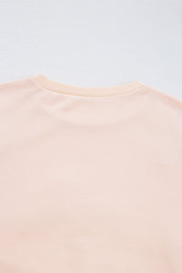 Online Light Pink Embroidered Bow Lantern Sleeve Oversized Pullover Sweatshirt