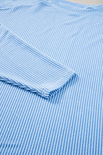 Load image into Gallery viewer, Online Light Blue Plus Size Ribbed Long Sleeve Top and Drawstring Shorts Set
