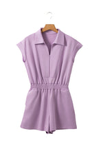 Load image into Gallery viewer, Online Orchid Bouquet Short Sleeve Zipper Collared Elastic High Waist Romper
